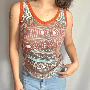 Early 90s JPG Style Vintage Zara Reversible Tribal Tank Top Size Small